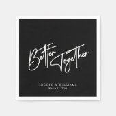 白黒の書道の結婚統合 スタンダードカクテルナプキン (正面)