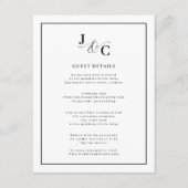 白黒の書道の結婚詳細 エンクロージャーカード (正面)