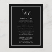 白黒の書道の結婚詳細 エンクロージャーカード (正面)