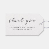 白黒の書道の赤ちゃんシャワー感謝していあなた ギフトタグ (正面(横))