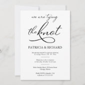 白黒の書道の駆け結婚落ち 招待状 (正面)