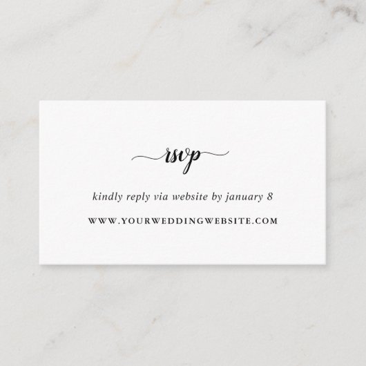 白黒の書道のWebサイ結婚トRSVP エンクロージャーカード (正面)