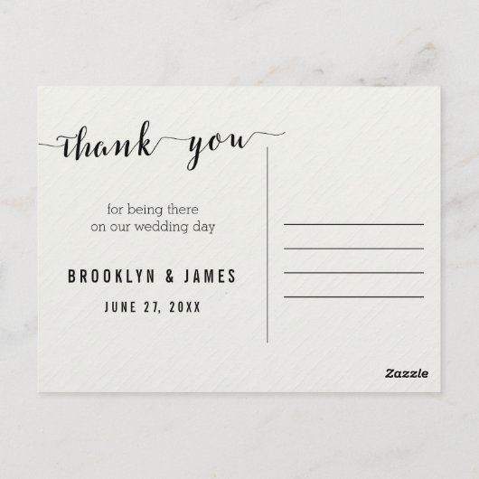 白黒の書道はいかはがきありがとう ポストカード (裏面)