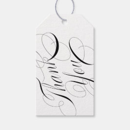 白黒の書道エレガントありがとう ギフトタグ