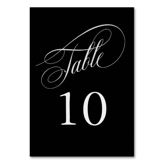 白黒の書道エレガント表の番号 テーブルナンバー (裏面)