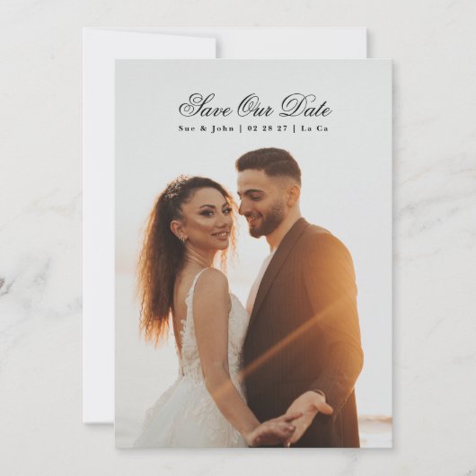 白黒の書道クラシック写真 セーブザデート (正面)