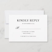 白黒の書道クラシック結婚式の出欠 出欠カード (正面)