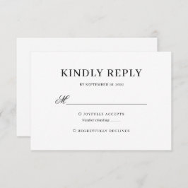 白黒の書道クラシック結婚式の出欠 出欠カード