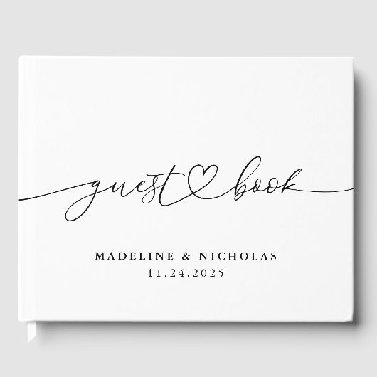 白黒の書道シンプルモダン結婚の ゲストブック (正面)