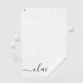 白黒の書道スクリプト名前をカスタムする ゴルフタオル (インサイチュ)