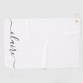 白黒の書道スクリプト名前をカスタムする ゴルフタオル (横)