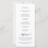 白黒の書道スクリプト結婚式 プログラム (裏面)