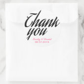 白黒の書道ステッカーありがとう ラウンドシール (バッグ)