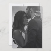 白黒の書道タイポグラフィの写真結婚 招待状 (裏面)