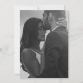 白黒の書道タイポグラフィの写真結婚 招待状 (裏面)