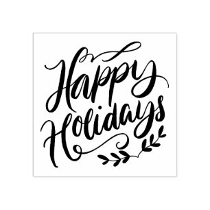 白黒の書道ハッピーホリデー ラバースタンプ