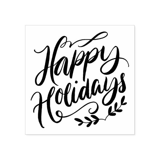 白黒の書道ハッピーホリデー ラバースタンプ (インプリント)