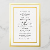 白黒の書道ファンシーフォイル結婚ズ 箔招待状 (正面)