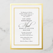 白黒の書道フォーマルフォイル結婚ズ 箔招待状 (正面)