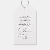 白黒の書道ミニマルモダン結婚の ギフトタグ (裏面)