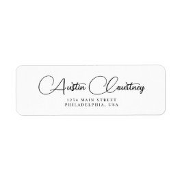 白黒の書道ミニマル結婚の ラベル