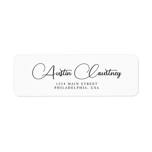 白黒の書道ミニマル結婚の ラベル (正面)