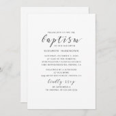 白黒の書道モダンのシンプル洗礼 招待状 (正面/裏面)