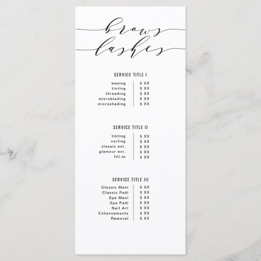 白黒の書道モダン眉と点滅 メニュー (正面)