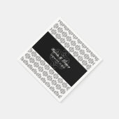 白黒の書道ヴィンテージダマスコウェディング スタンダードカクテルナプキン (角)
