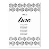 白黒の書道ヴィンテージダマスコウェディング テーブルナンバー (裏面)
