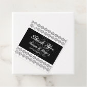 白黒の書道ヴィンテージダマスコウェディング フェイバータグ (インサイチュ)