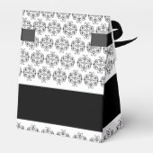 白黒の書道ヴィンテージダマスコウェディング フェイバーボックス (裏面サイド)