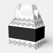 白黒の書道ヴィンテージダマスコウェディング フェイバーボックス (裏面サイド)