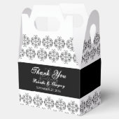 白黒の書道ヴィンテージダマスコウェディング フェイバーボックス (オープン)