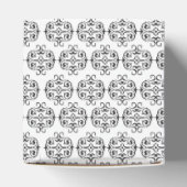 白黒の書道ヴィンテージダマスコウェディング フェイバーボックス (上部)