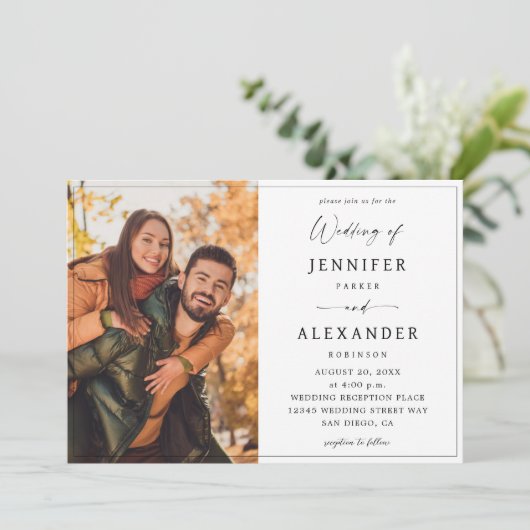 白黒の書道写真シンプルV2 招待状 (スタンド正面)