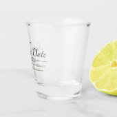 白黒の書道写真日付の保存 ショットグラス (右)
