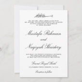 白黒の書道台本ムスリム結婚ズ 招待状 (正面)