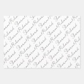 白黒の書道名結婚の名前 ラッピングペーパーシート (正面)