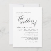 白黒の書道婚約の写真結婚 招待状 (正面)