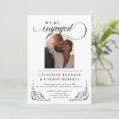 白黒の書道婚約パーティ 招待状 (スタンド正面)