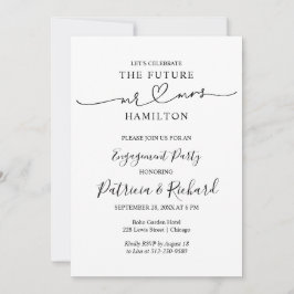 白黒の書道婚約パーティ 案内状