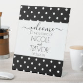 白黒の書道水玉模様 台座サイン (インサイチュ)