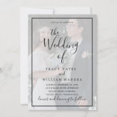 白黒の書道用結婚の写真  招待状 (正面)