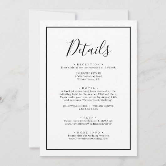 白黒の書道用結婚の写真  招待状 (裏面)