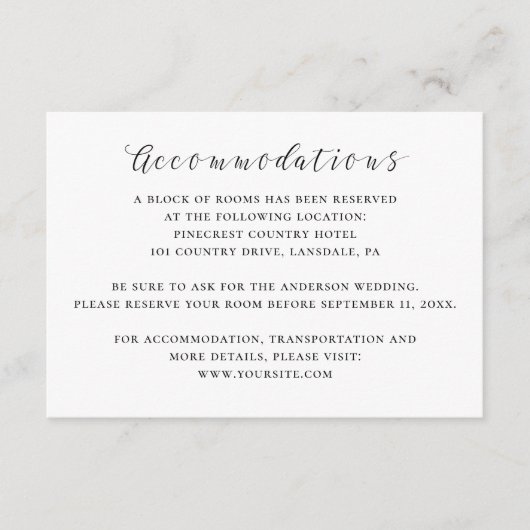 白黒の書道結婚の宿舎 エンクロージャーカード (正面)