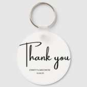 白黒の書道結婚の感謝 キーホルダー (正面)