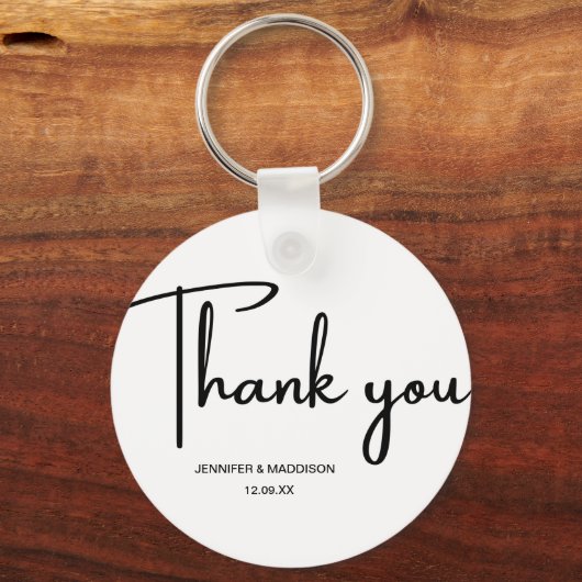 白黒の書道結婚の感謝 キーホルダー (正面)