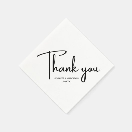 白黒の書道結婚の感謝 スタンダードカクテルナプキン (角)