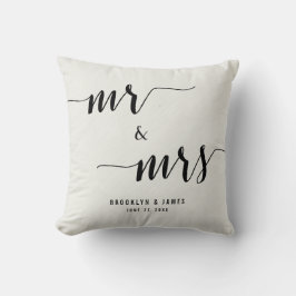 白黒の書道結婚の枕 クッション